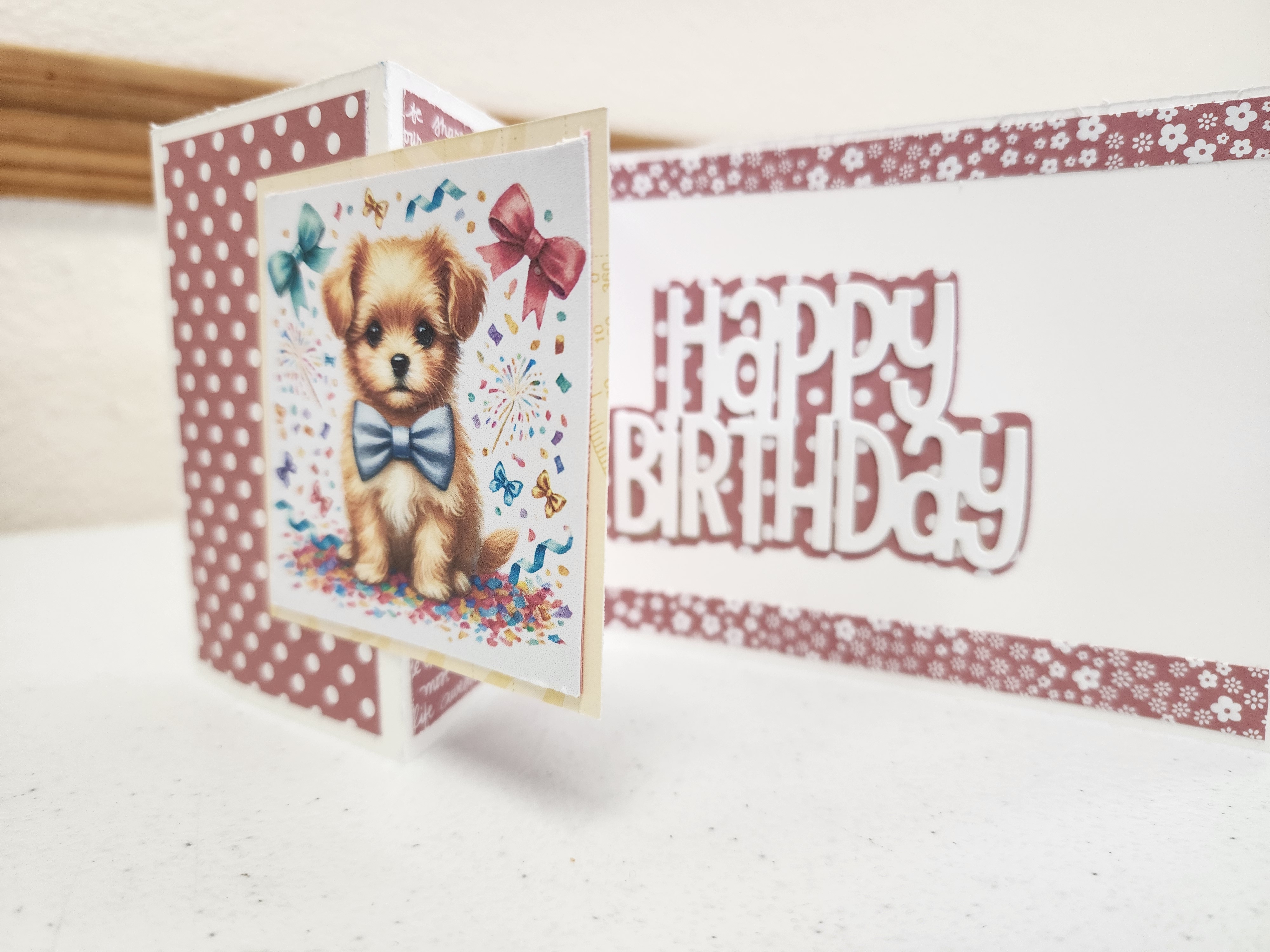 Birthday card with puppy on front