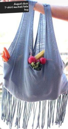 T-shirt bag holding vegetables