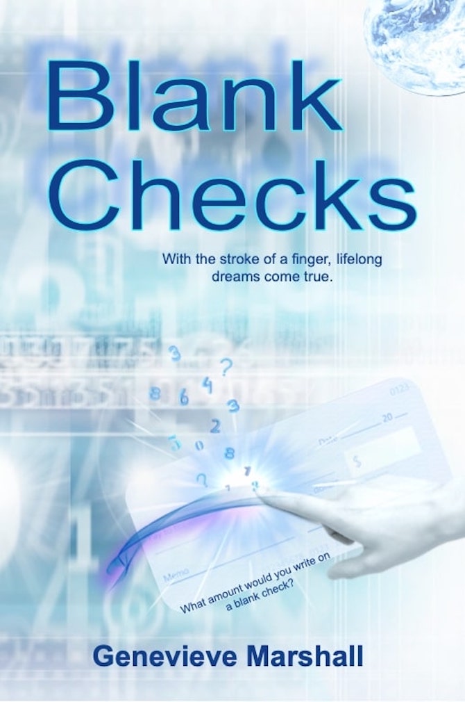 Book cover finger on a faded check