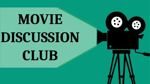 Movie Projector and text Movie Discussion Club