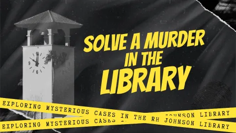 Text solve a murder with clock tower and police tape