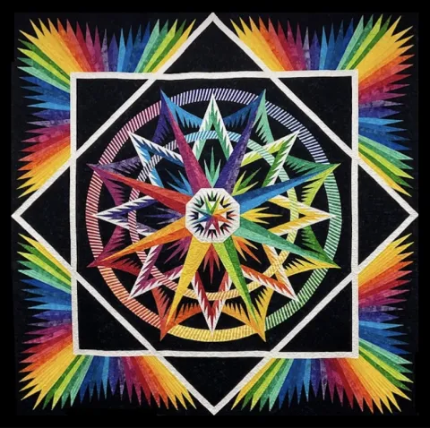 Mariner’s Compass pieced quilt