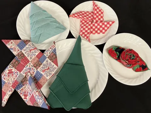5 different folded napkins
